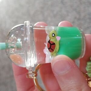 Green Turtle Kawaii Keychains Cute Moving Liquid Keychain Drink Milk Tea Cups